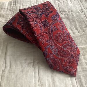 CANALI RED PAISLEY SILK TIE
